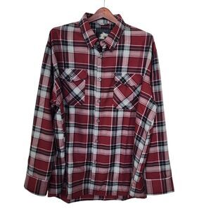Dixxon Flannel The Meg Mens 4X Plaid Shirt Maroon Black Grey D-Tech Heavy Duty